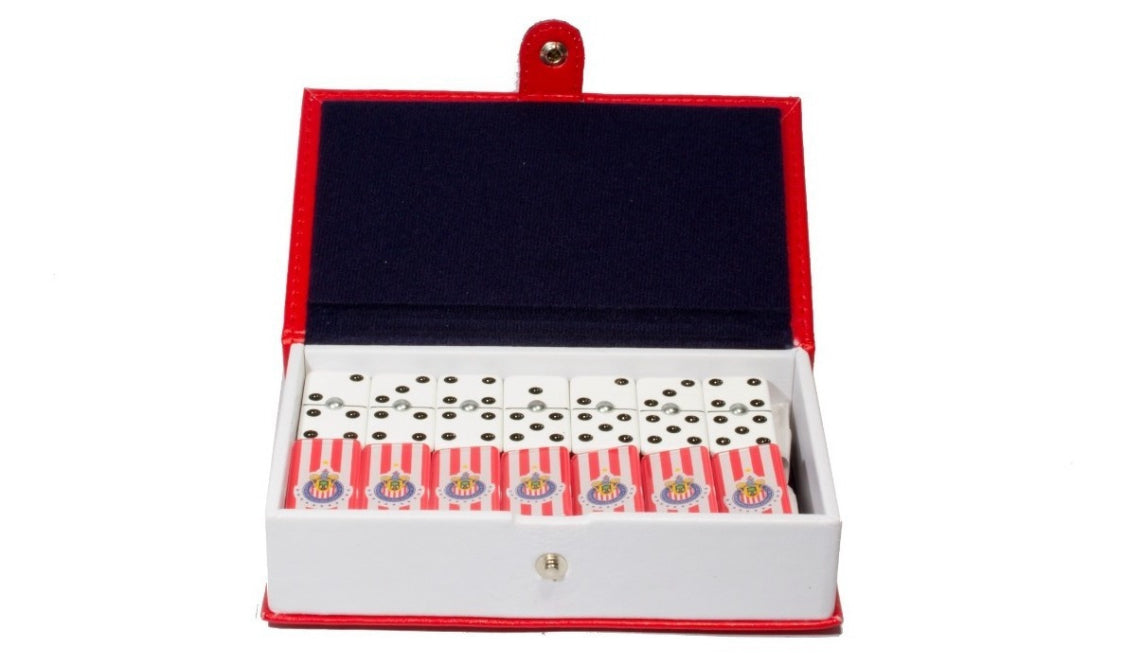 Dominoes Set Chivas De Guadalajara in Faux Leather Case Domino