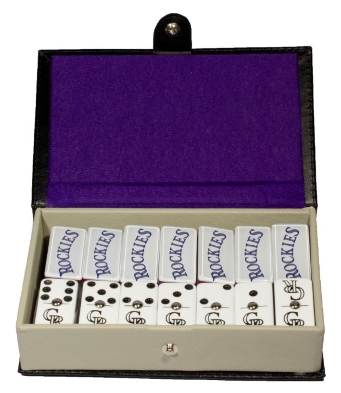 Dominoes Set Colorado Rockies in Faux Leather Case Domino