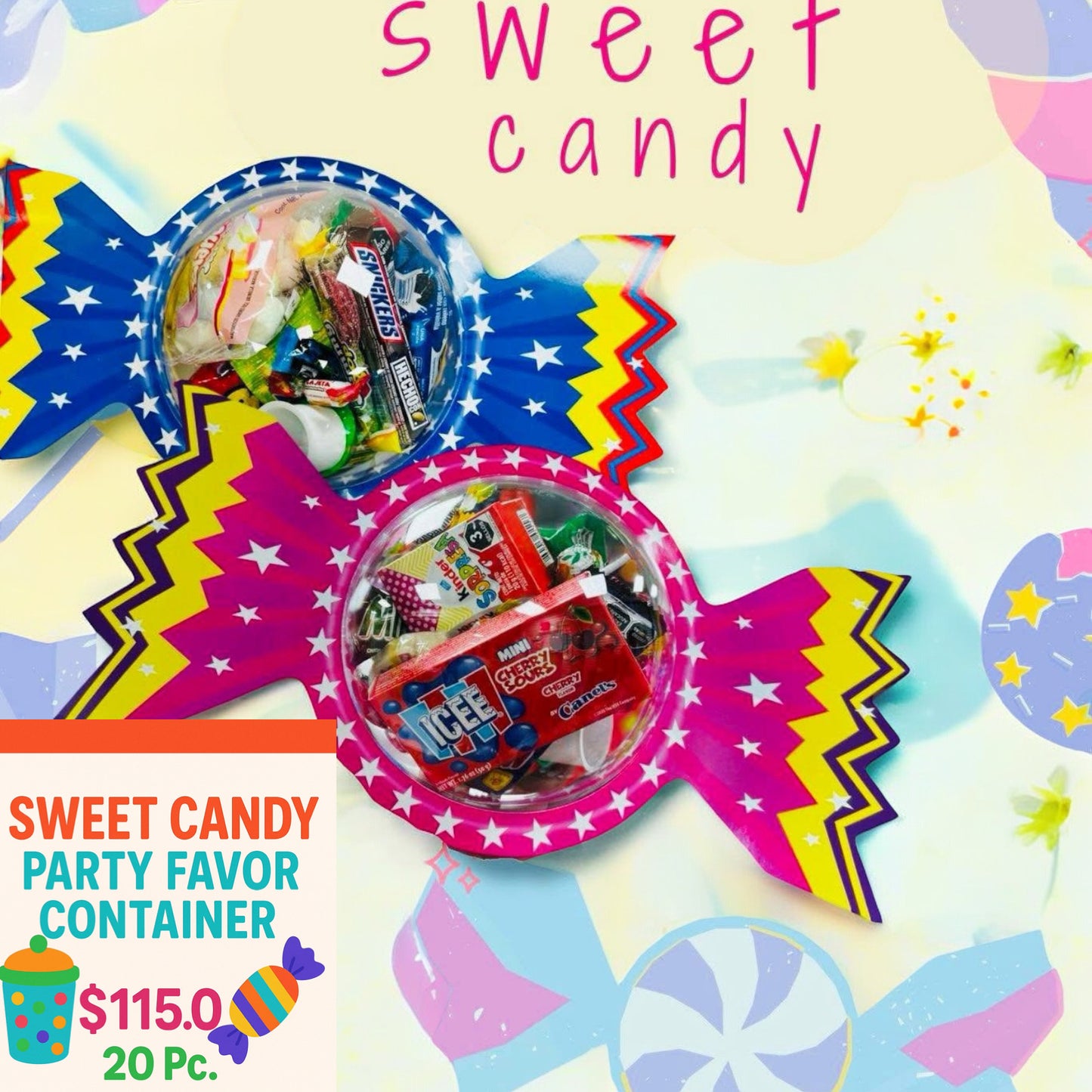 Sweet Candy Dulcero Party Favor Container 20 Pcs.