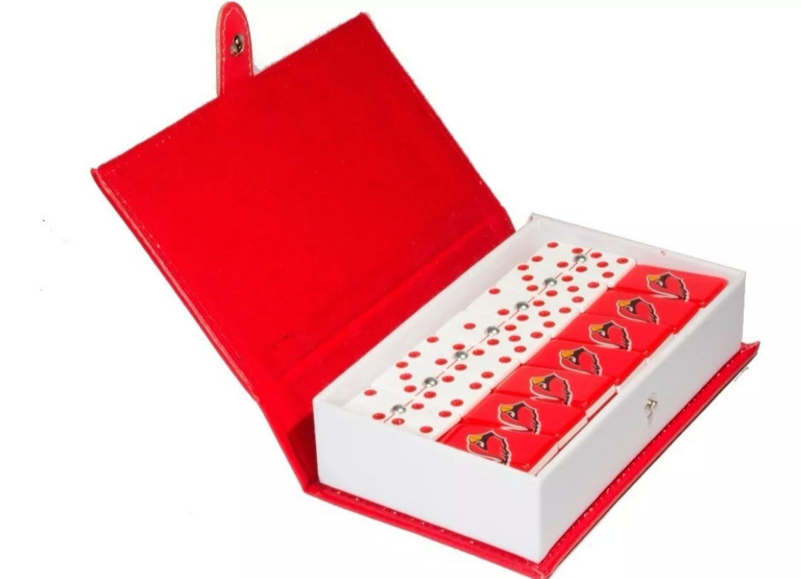 Professional Dominoes Set Arizona Cardinals In Faux Leather Case