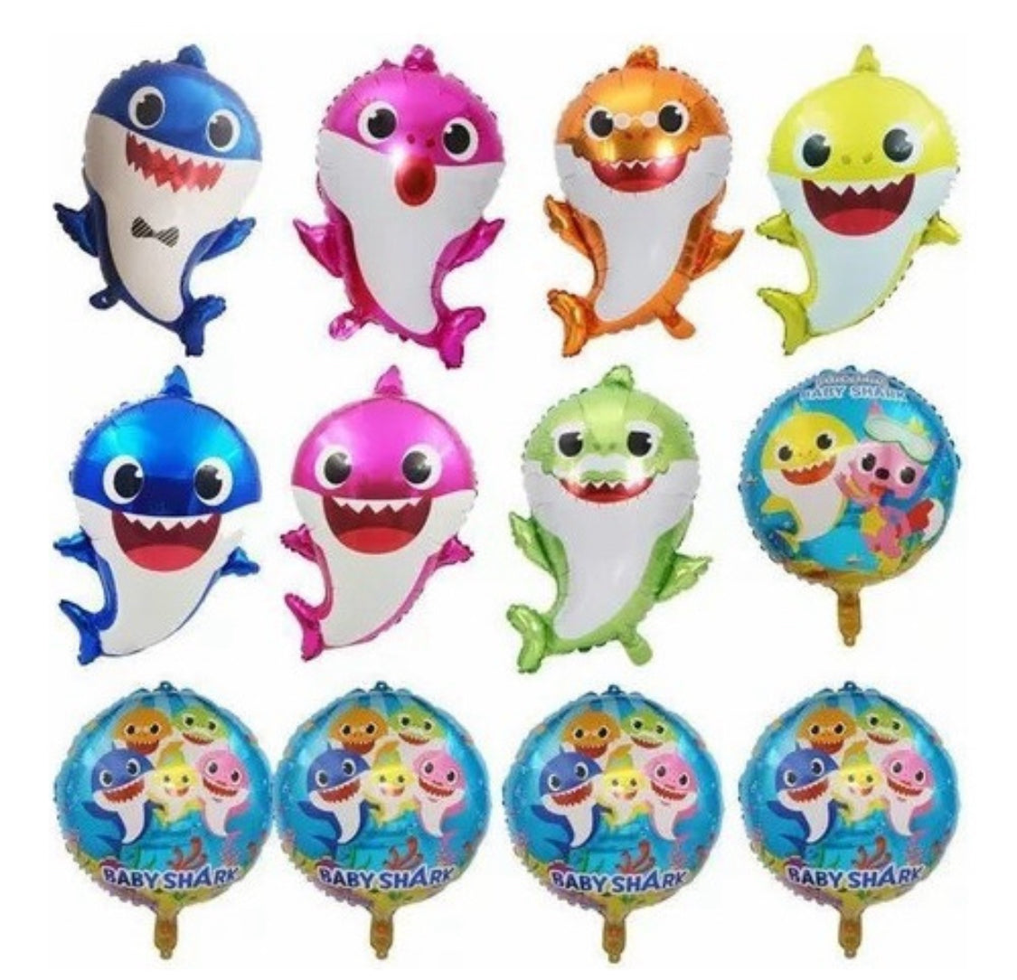 12 Pcs. Balloons Globos de Tiburoncitos Fiesta Cumpleaños Birthday Party