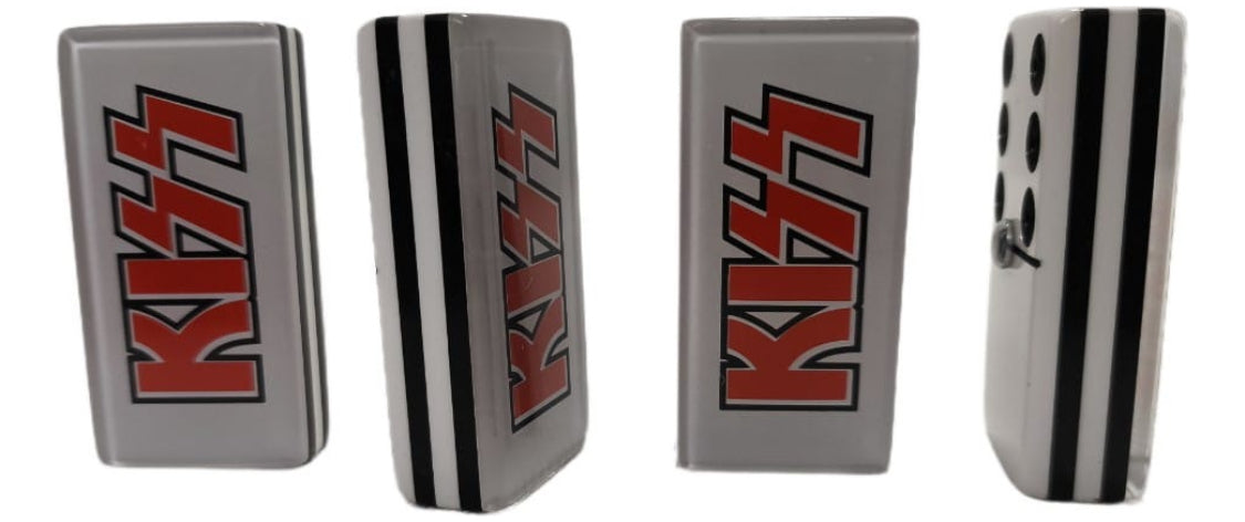 Kiss Band Dominoes Set in Faux Leather Case Domino Rock and Roll