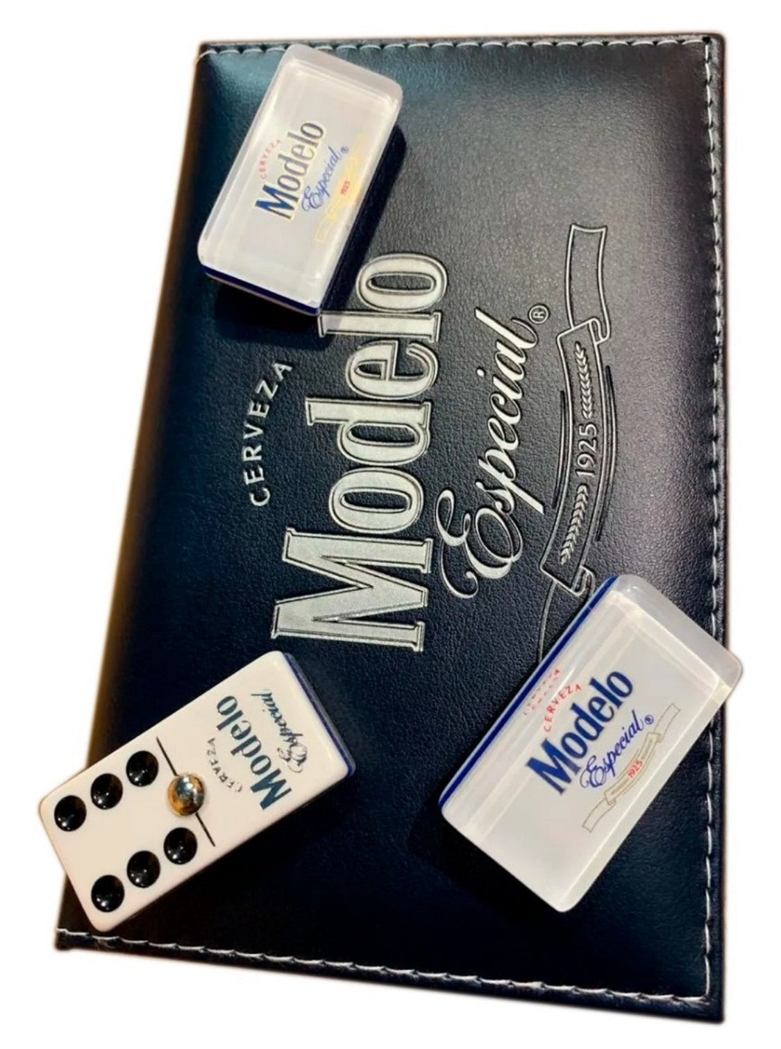 Dominoes Set Cerveza Modelo Especial In Faux Leather Case Domino