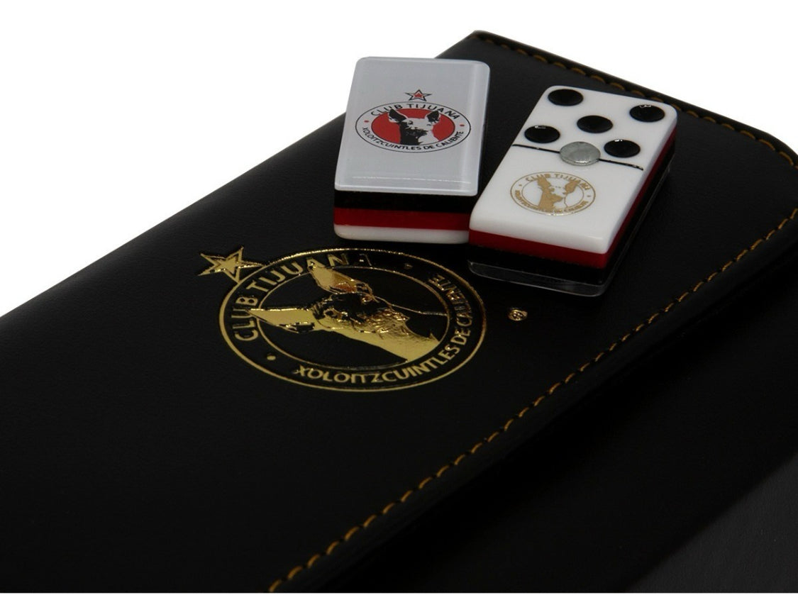 Dominoes Set Xolos De Tijuana México in Faux Leather Case Domino