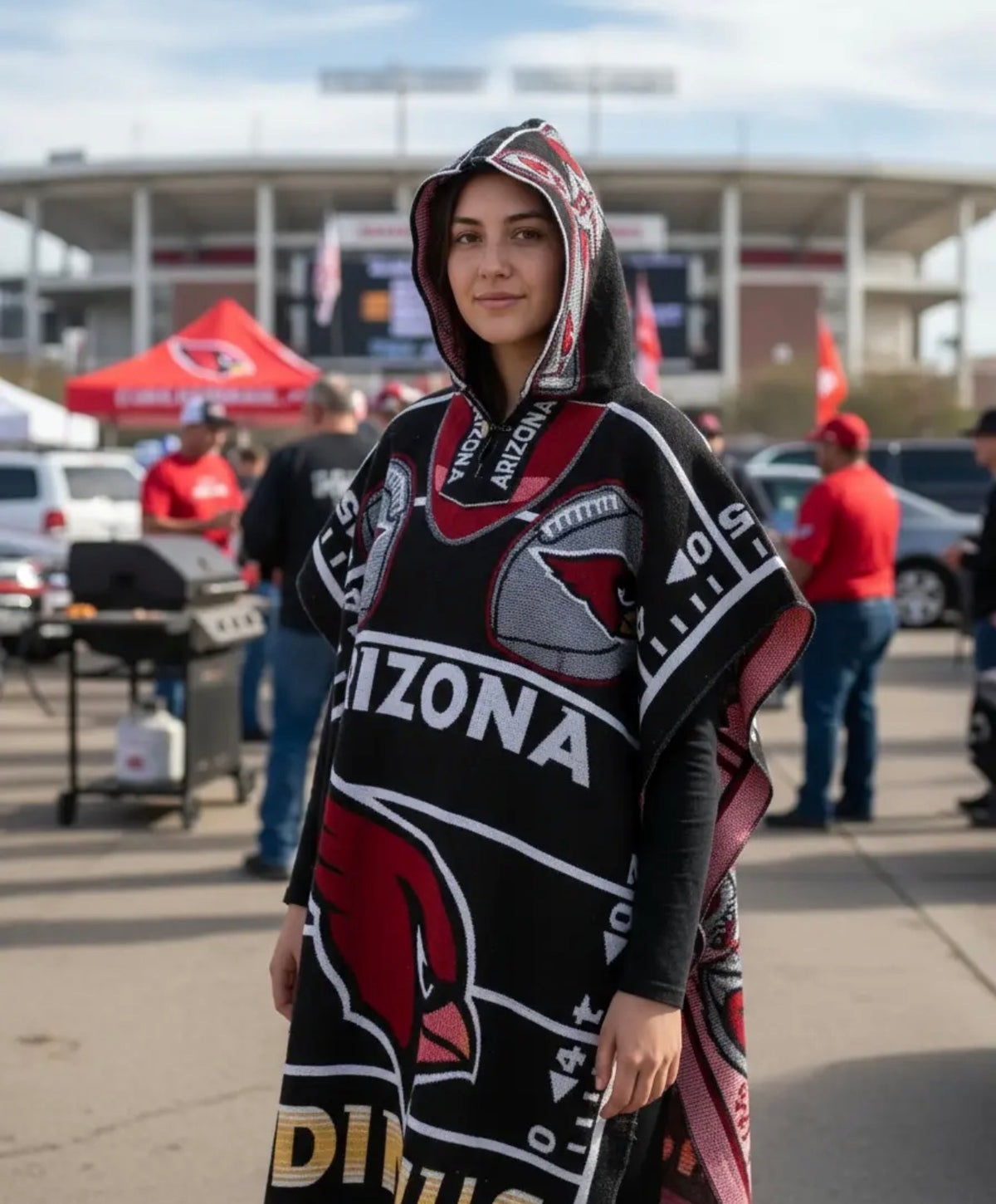 Arizona Cardinals Jorongo Sarape Hoodie Artesanal Mexican Poncho