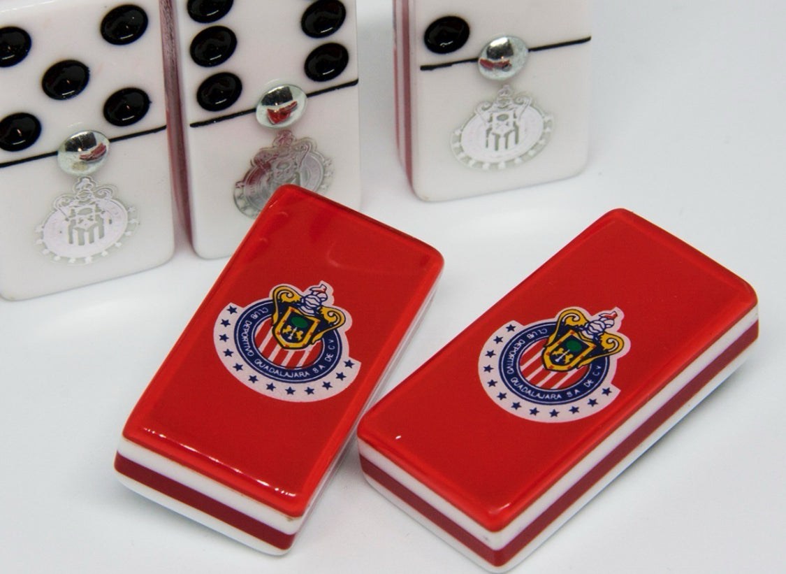 Dominoes Set Chivas De Guadalajara in Faux Leather Case Domino