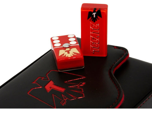 Dominoes Set Cerveza Tecate in Faux Leather Case Domino Black And Red