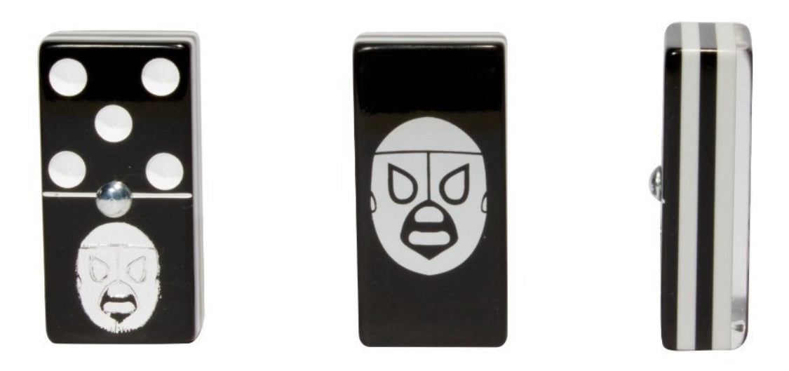 Dominoes Set Lucha Libre Hijo Del Santo México in Faux Leather Case Domino