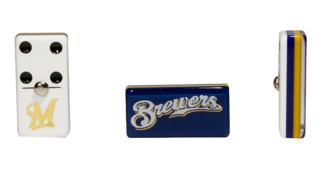 Dominoes Set Milwaukee Brewers in Faux Leather Case Domino