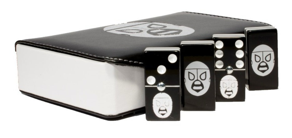 Dominoes Set Lucha Libre Hijo Del Santo México in Faux Leather Case Domino