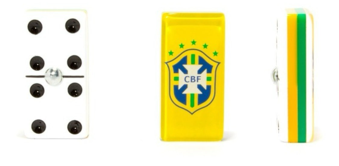 Dominoes Set Cubilete Brazilian Football Confederation Faux Leather Case Domino