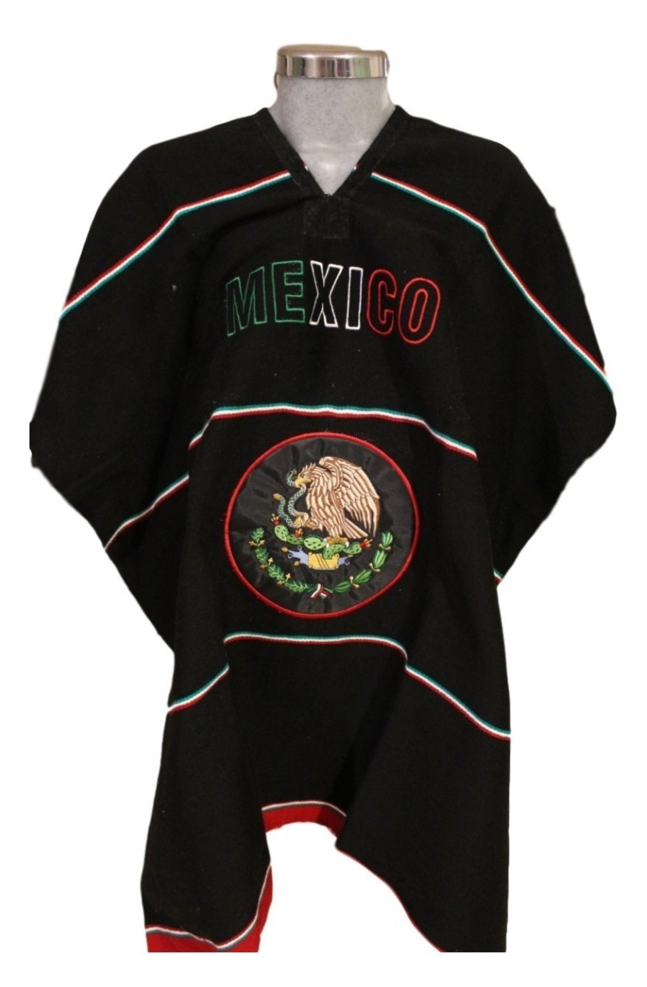Selección Mexicana Jorongo Sarape Mexican Poncho Artesanal Winter Black