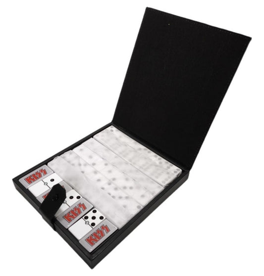 Kiss Band Dominoes Set in Faux Leather Case Domino Rock and Roll