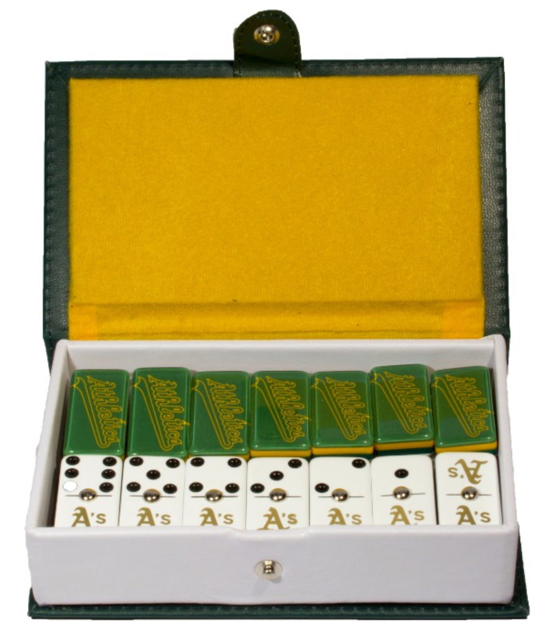 Dominoes Set Oakland Athletics in Faux Leather Case Domino A’s