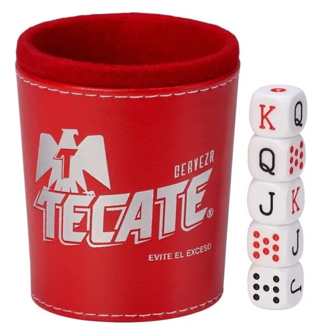Dominoes Set Cerveza Tecate + Carta Blanca in Faux Leather Case Domino + Cubilete Dice Set