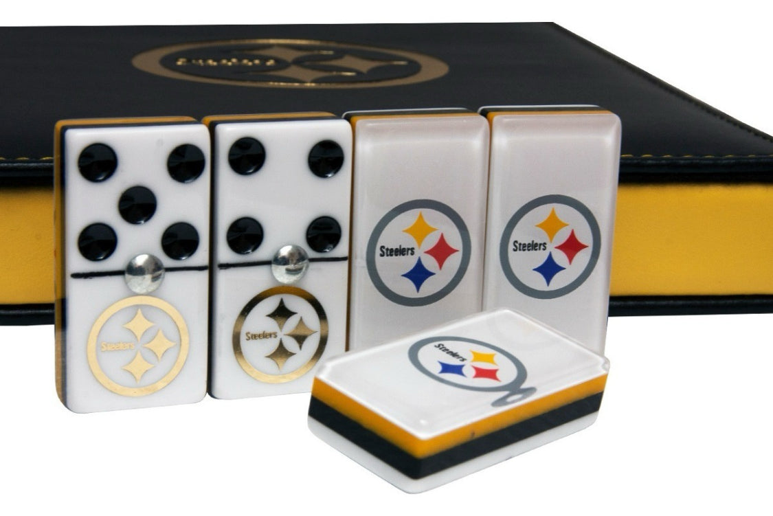 Dominoes Set Pittsburgh Steelers in Faux Leather Case Domino