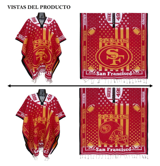 San Francisco 49ers Jorongo Sarape Mexican Poncho Artesanal Winter