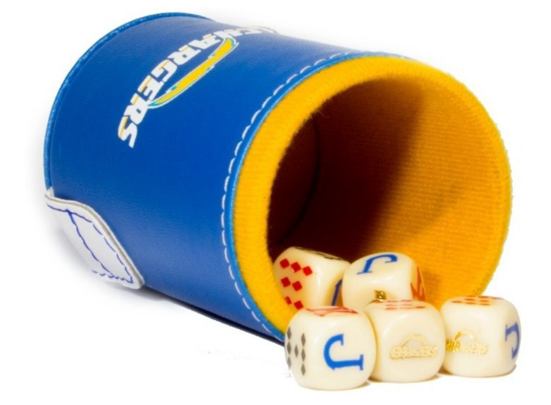 Professional Dominoes Set + Cubilete Los Angeles Chargers in Faux Leather Box