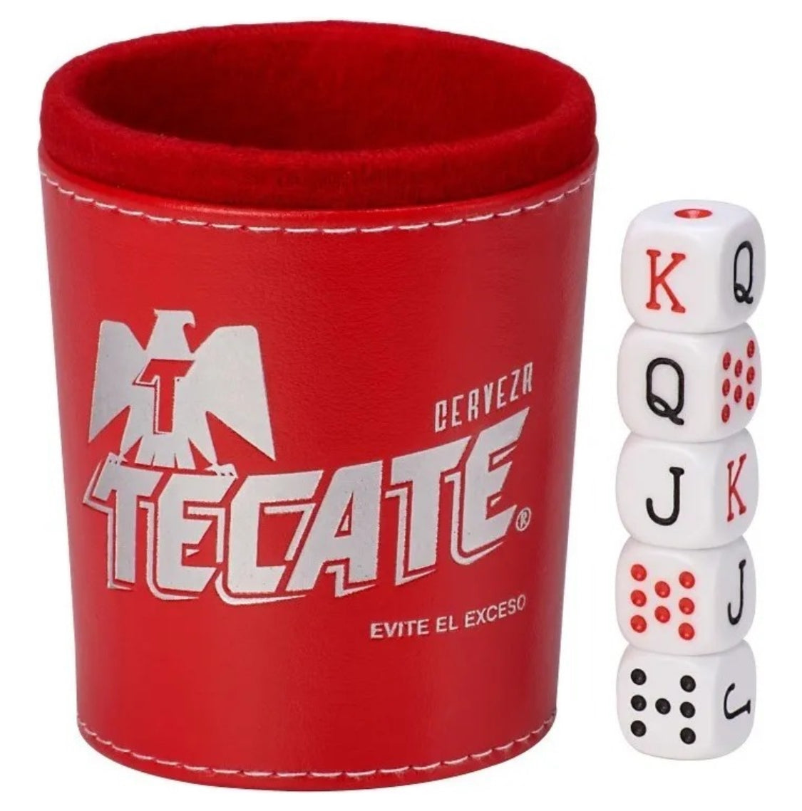 Dominoes Set Cerveza Tecate + Carta Blanca Domino + Cubilete Dice Set