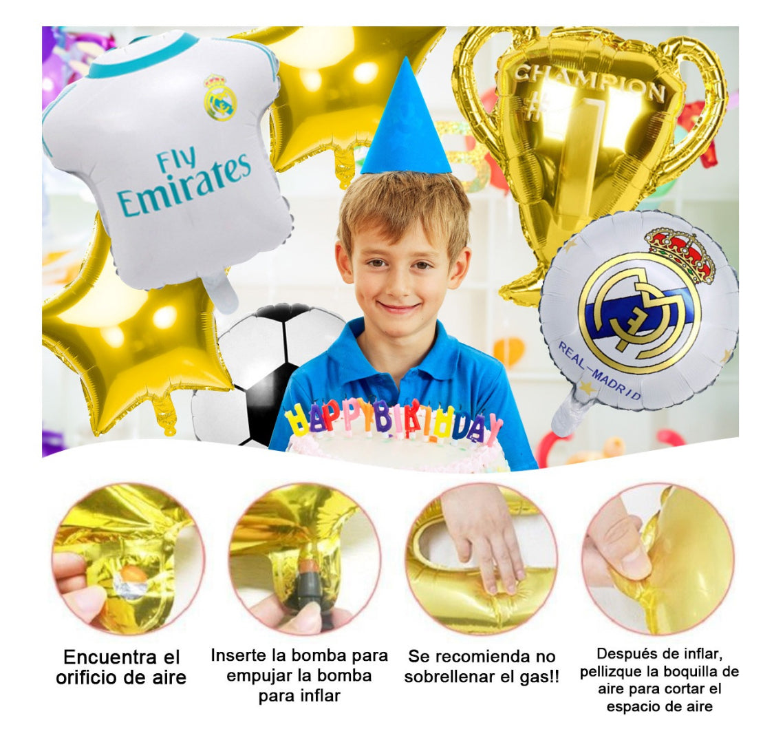 10 Pcs. Madrid Balloons Globos Kit de Fiesta Cumpleaños Birthday Party
