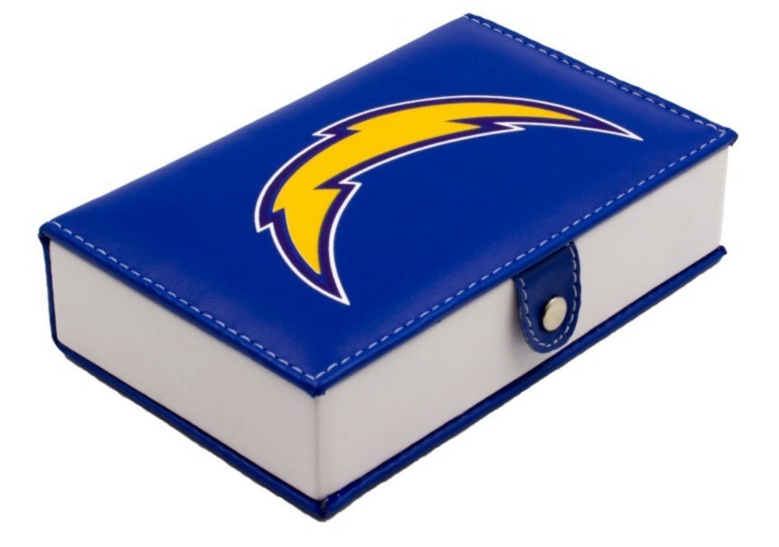 Professional Dominoes Set + Cubilete Los Angeles Chargers in Faux Leather Box