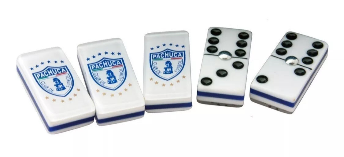 Dominoes Set Tuzos De Pachuca in Beautiful Faux Leather Box Domino