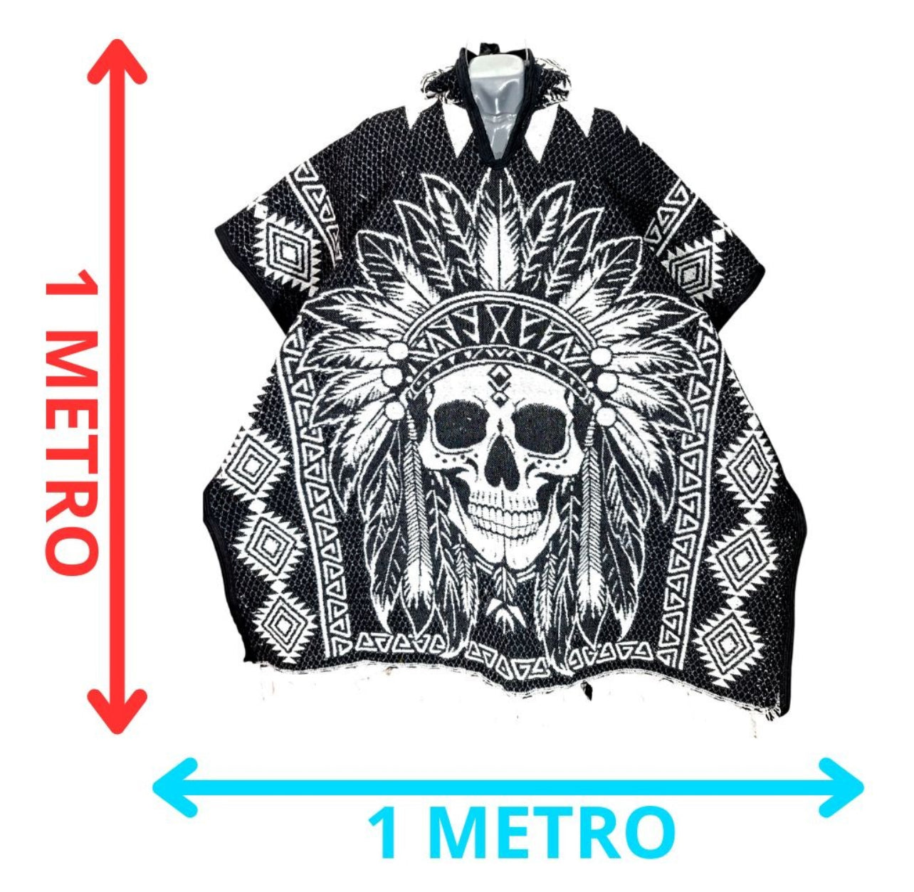 Wild West Jorongo Poncho American Artesanal Winter Indian Skull Native