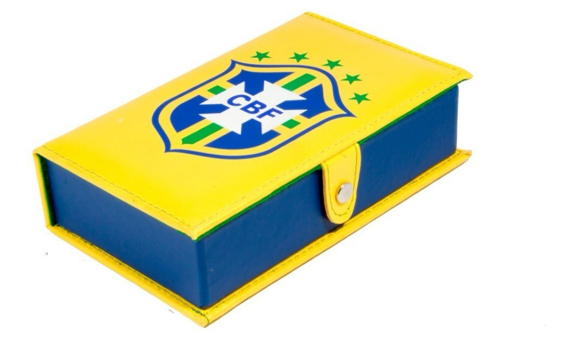 Dominoes Set Cubilete Brazilian Football Confederation Faux Leather Case Domino