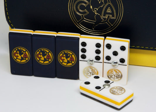 Dominoes Set Club America in Faux Leather Case Domino
