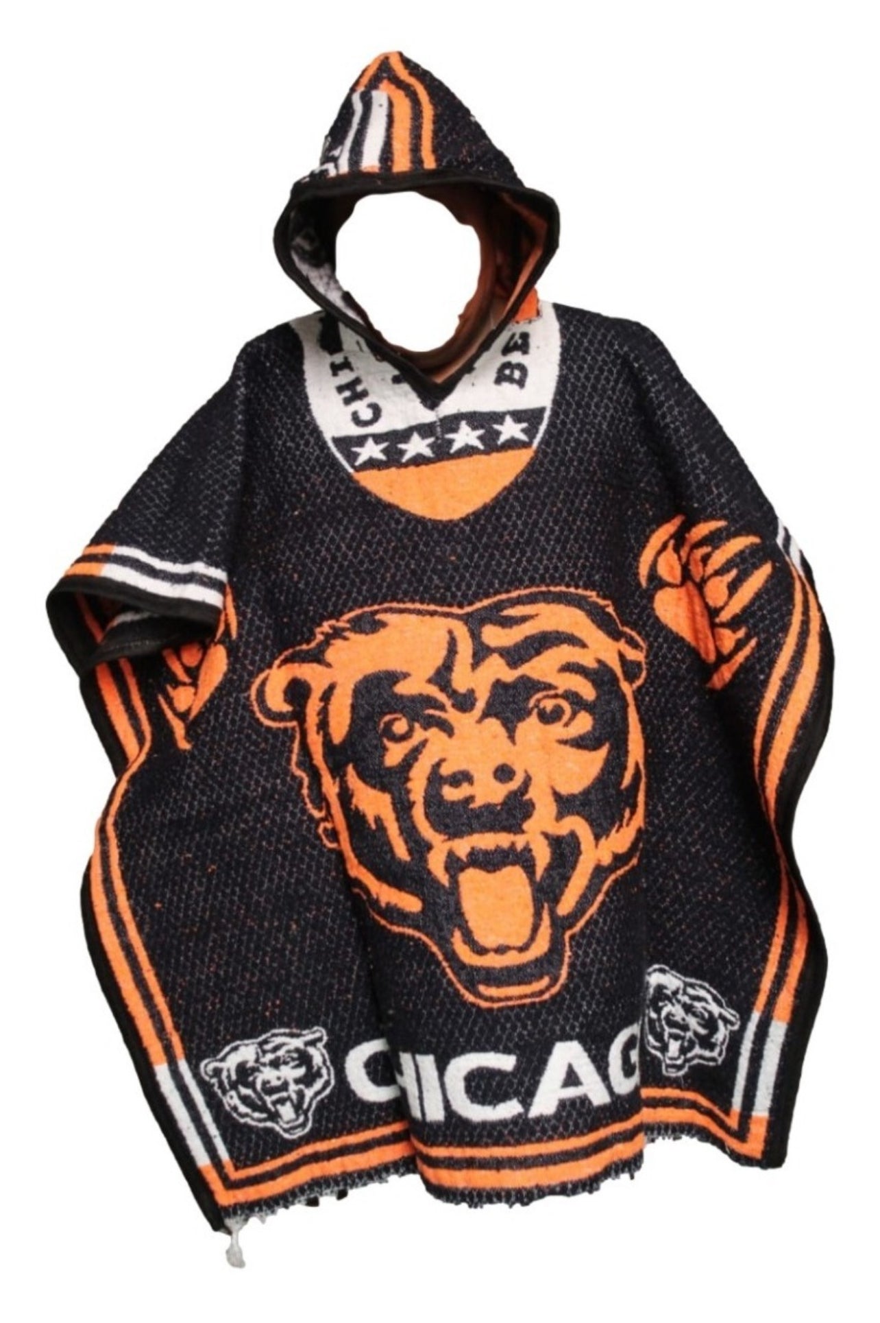 Chicago Bears Jorongo Sarape Hoodie Artesanal Mexican Poncho