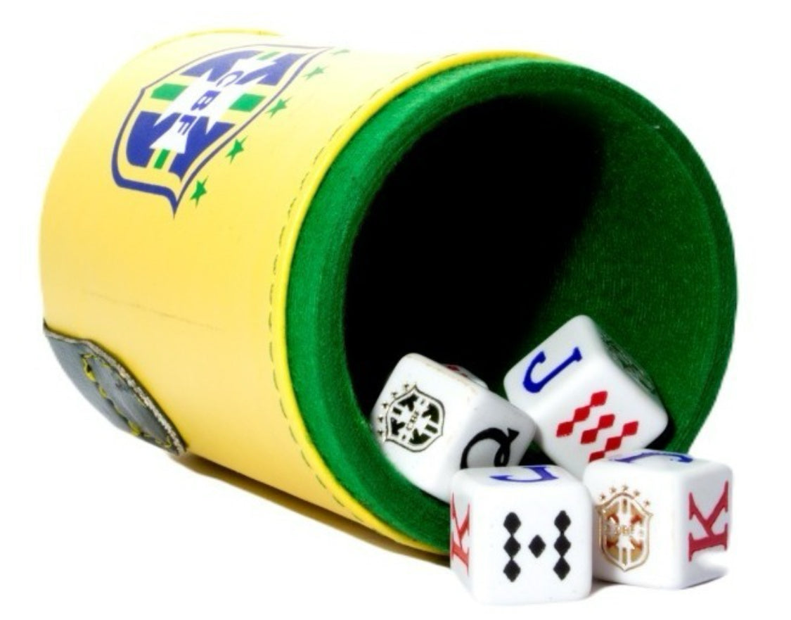 Dominoes Set Cubilete Brazilian Football Confederation Faux Leather Case Domino