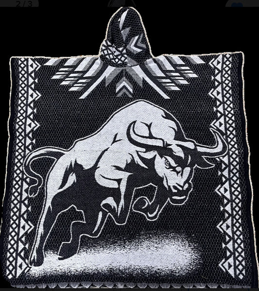 Rodeo Jorongo Poncho American Sarape Artesanal Winter Bull Cowboy