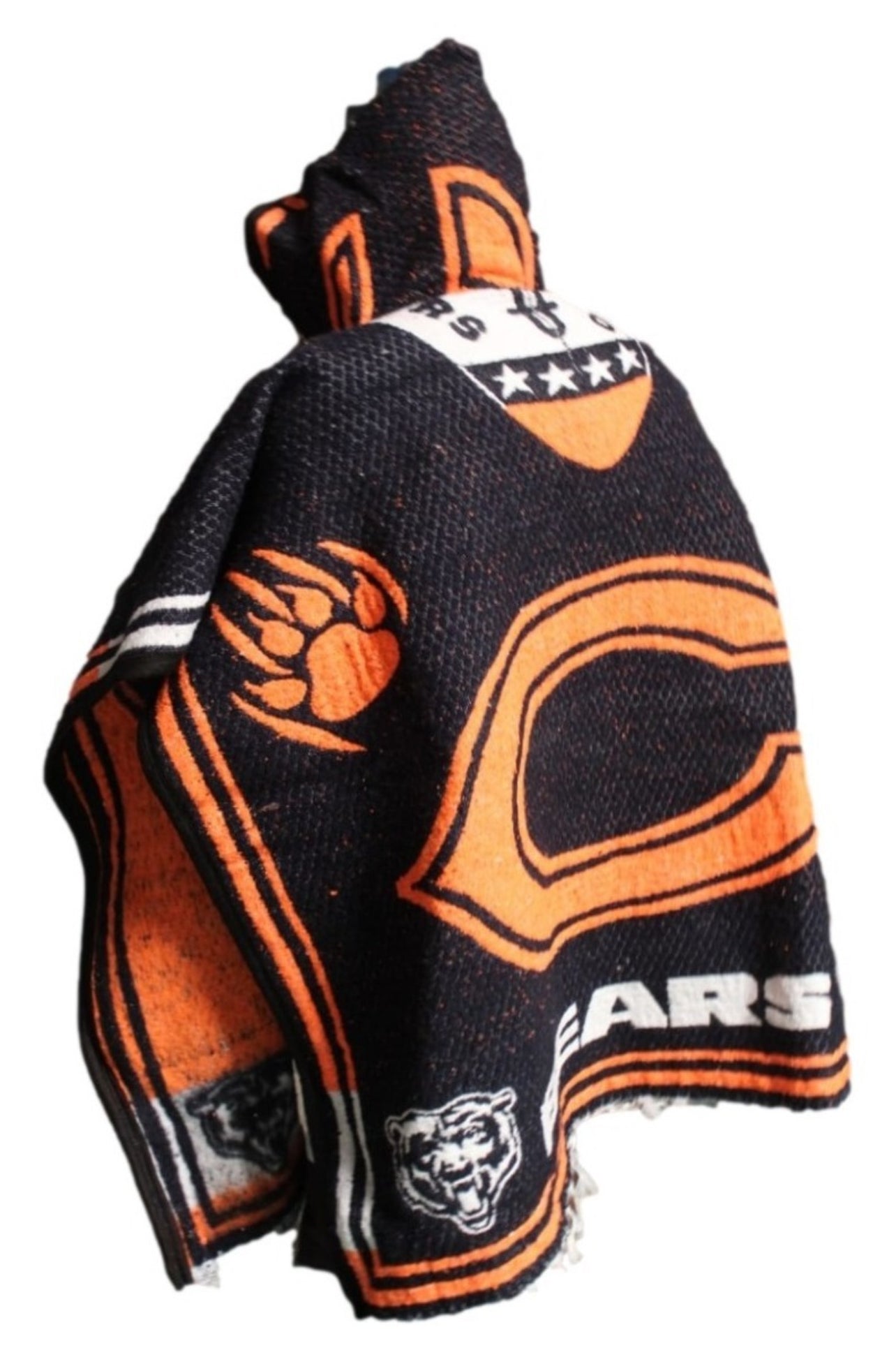 Chicago Bears Jorongo Sarape Hoodie Artesanal Mexican Poncho
