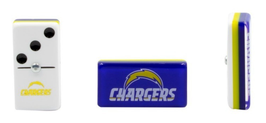 Professional Dominoes Set + Cubilete Los Angeles Chargers in Faux Leather Box