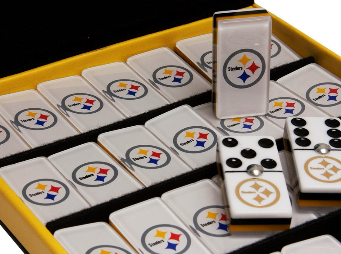 Dominoes Set Pittsburgh Steelers in Faux Leather Case Domino