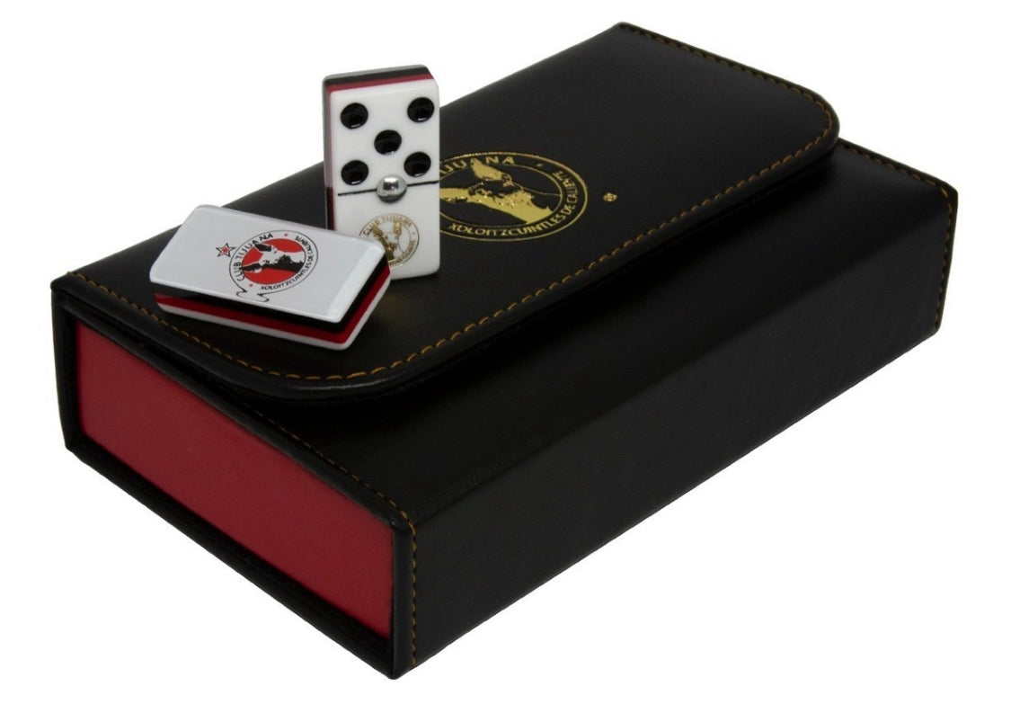 Dominoes Set Xolos De Tijuana México in Faux Leather Case Domino
