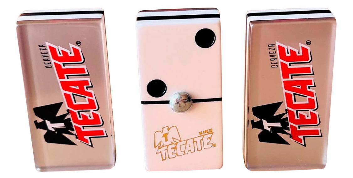 Dominoes Set Cerveza Tecate + Carta Blanca Domino + Cubilete Dice Set