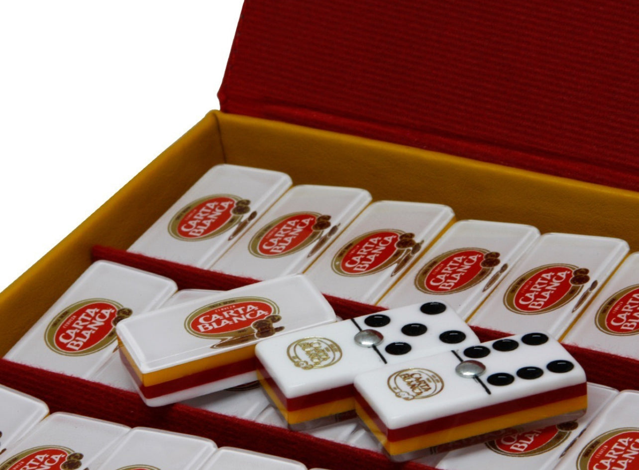 Dominoes Set "Carta Blanca" in Faux Leather Case Domino