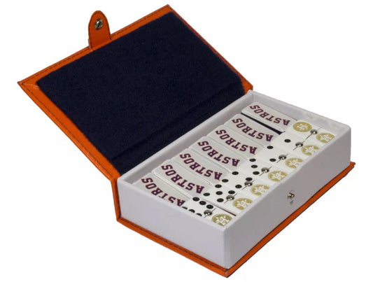 Professional Dominoes Set Houston Astros in Faux Leather Box Space City