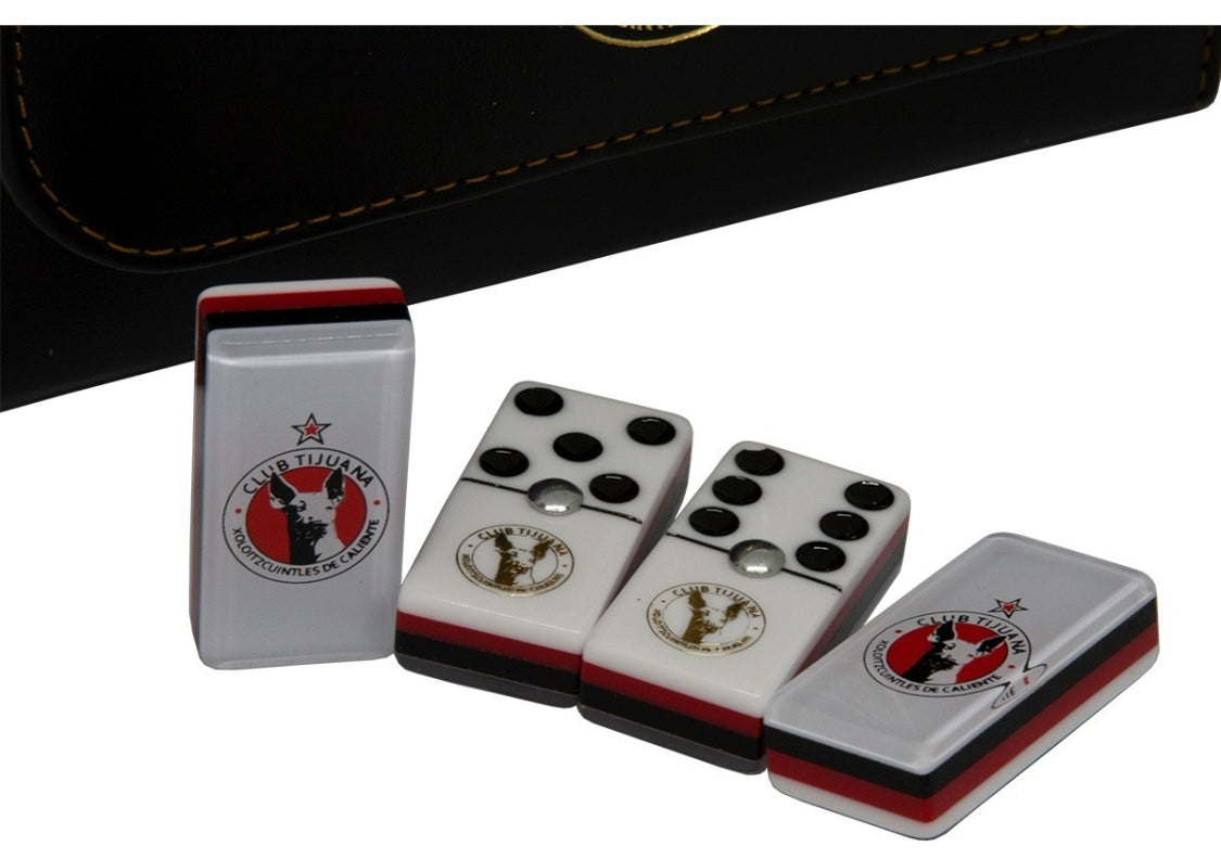 Dominoes Set Xolos De Tijuana México in Faux Leather Case Domino