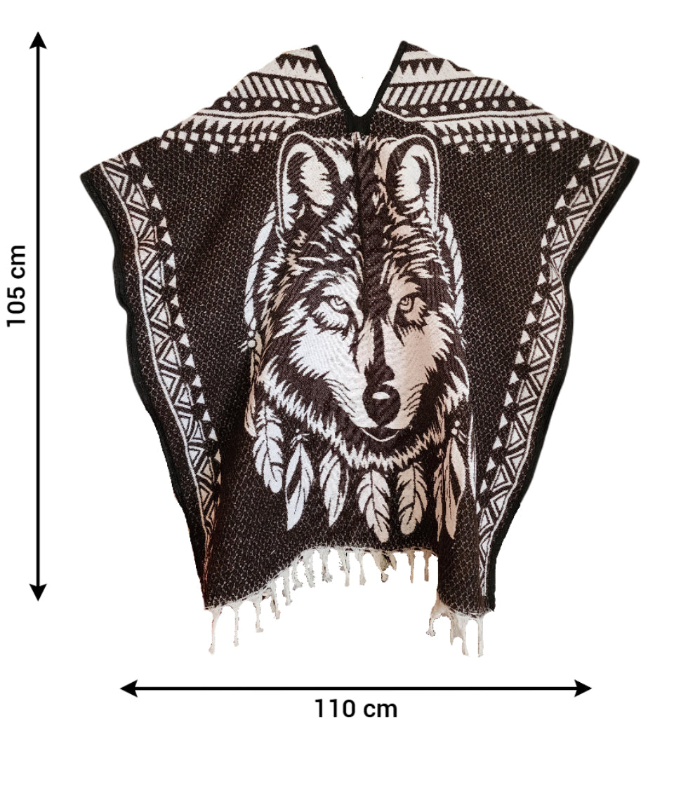 Wild West Jorongo Poncho American Artesanal Winter Indian Coyote Native