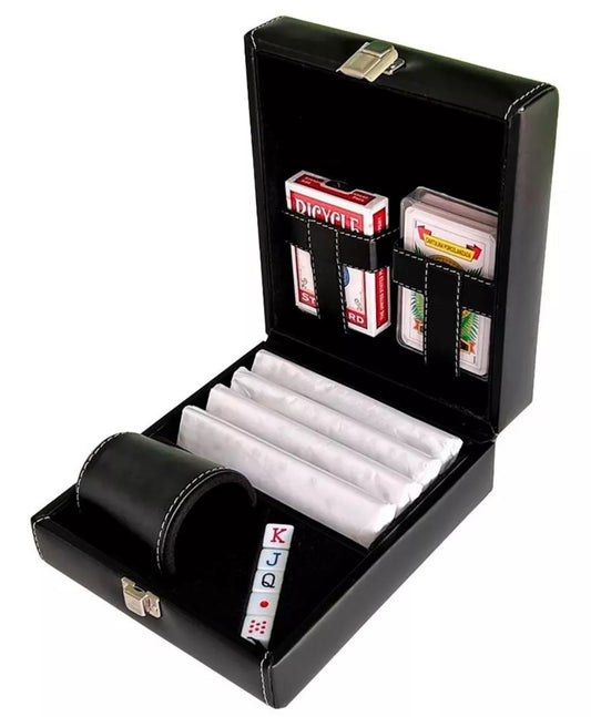 Dominoes Casino Set Dominoes Set + Cubilete, + 2 Barajas/Poker Cards Set