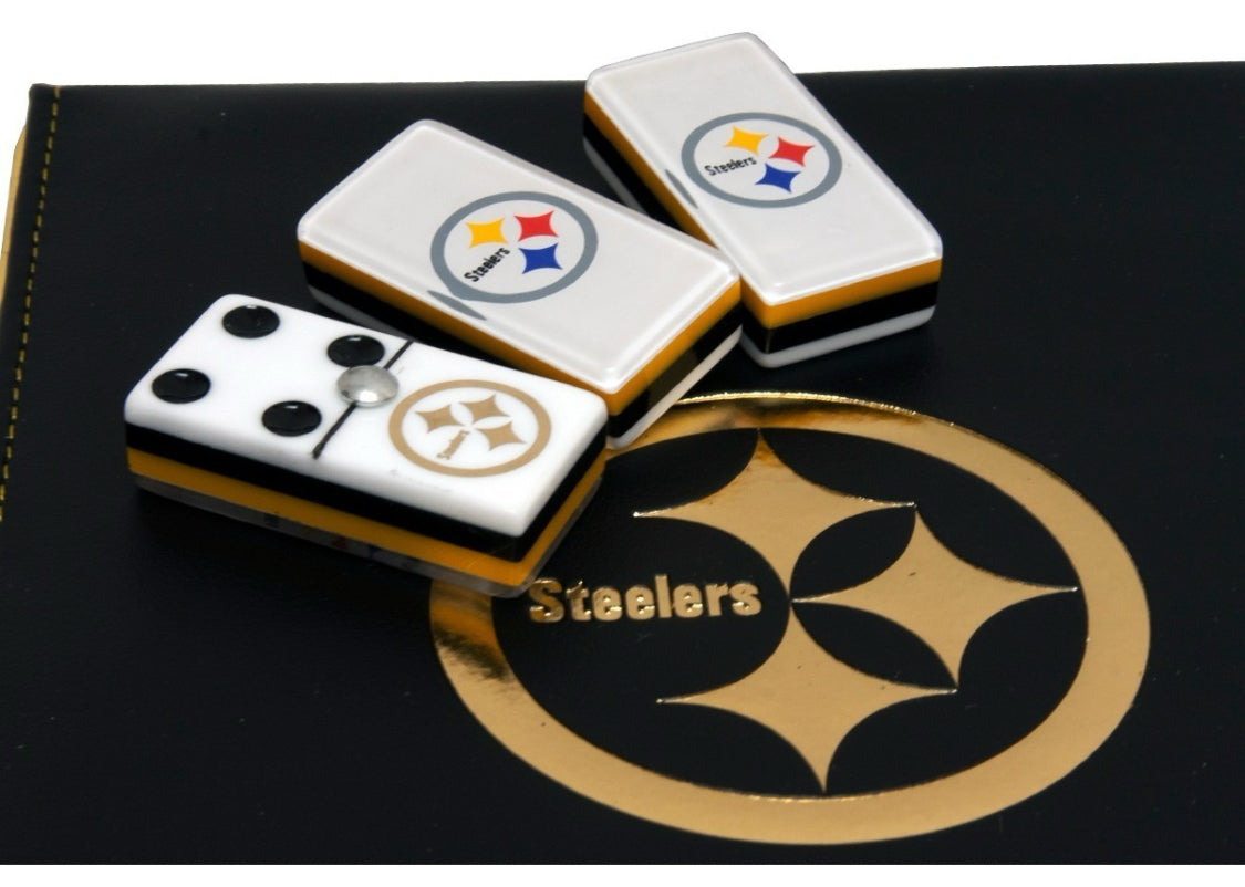 Dominoes Set Pittsburgh Steelers in Faux Leather Case Domino