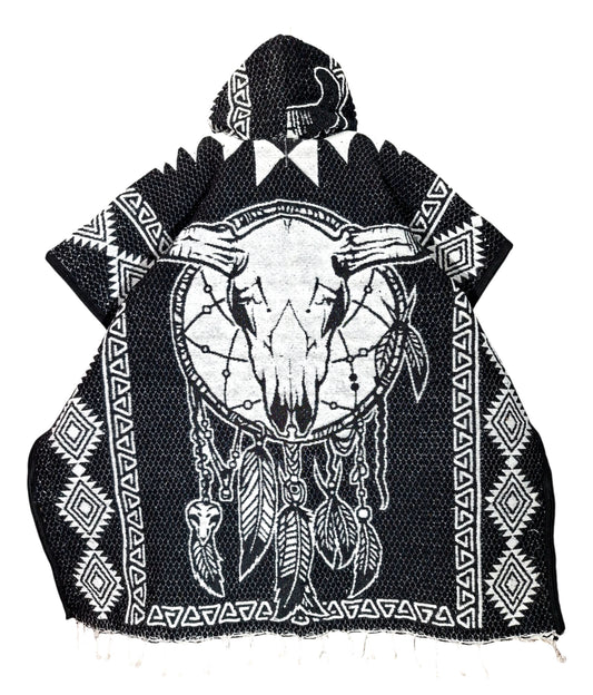 Wild West Jorongo Poncho American Artesanal Winter Indian Skull Native
