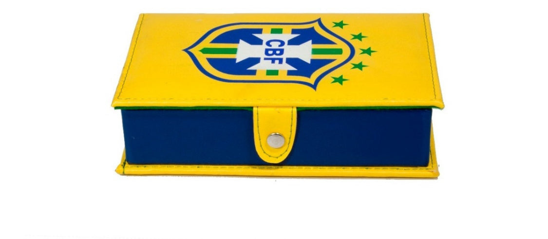 Dominoes Set Cubilete Brazilian Football Confederation Faux Leather Case Domino