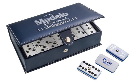Dominoes Set Cerveza Modelo Especial In Faux Leather Case Domino