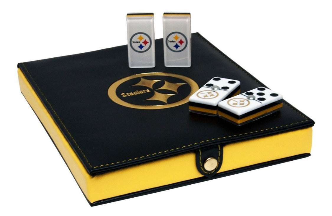 Dominoes Set Pittsburgh Steelers in Faux Leather Case Domino