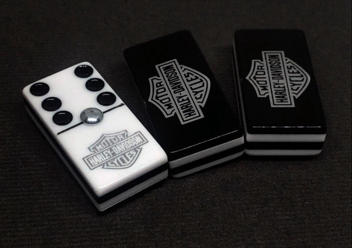 Dominoes Set Harley Davison in Faux Leather Box.