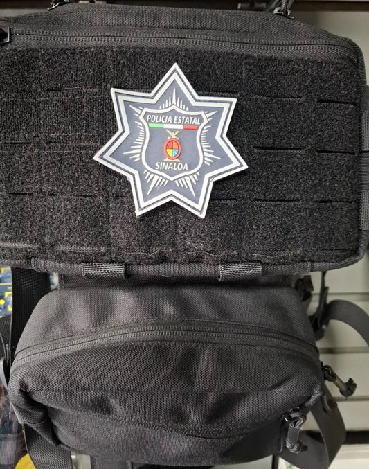 3D PVC Policía Sinaloa Estatal Tactical Military Patch Rubber Hook & Loop Patch