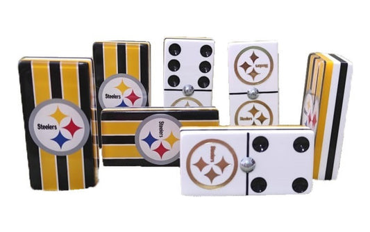 Dominoes Set Pittsburgh Steelers in Faux Leather Case Domino Jumbo